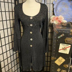 - Marina Avraam Black Bell Sleeved Duster with Buttons
